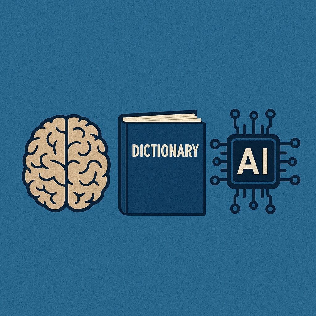 ChatGPT Image Apr 17 2025 093046 AM AI n Dot Net A square-format digital illustration showing a man pulling back a curtain to reveal a black box with a blue power symbol. Above, the title reads'The Symbol Grounding Problem – A Primer for Applied AI' in cream-colored text on a blue background, representing curiosity and AI opacity